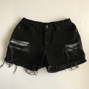 Vintage High Waisted Black Denim Shorts